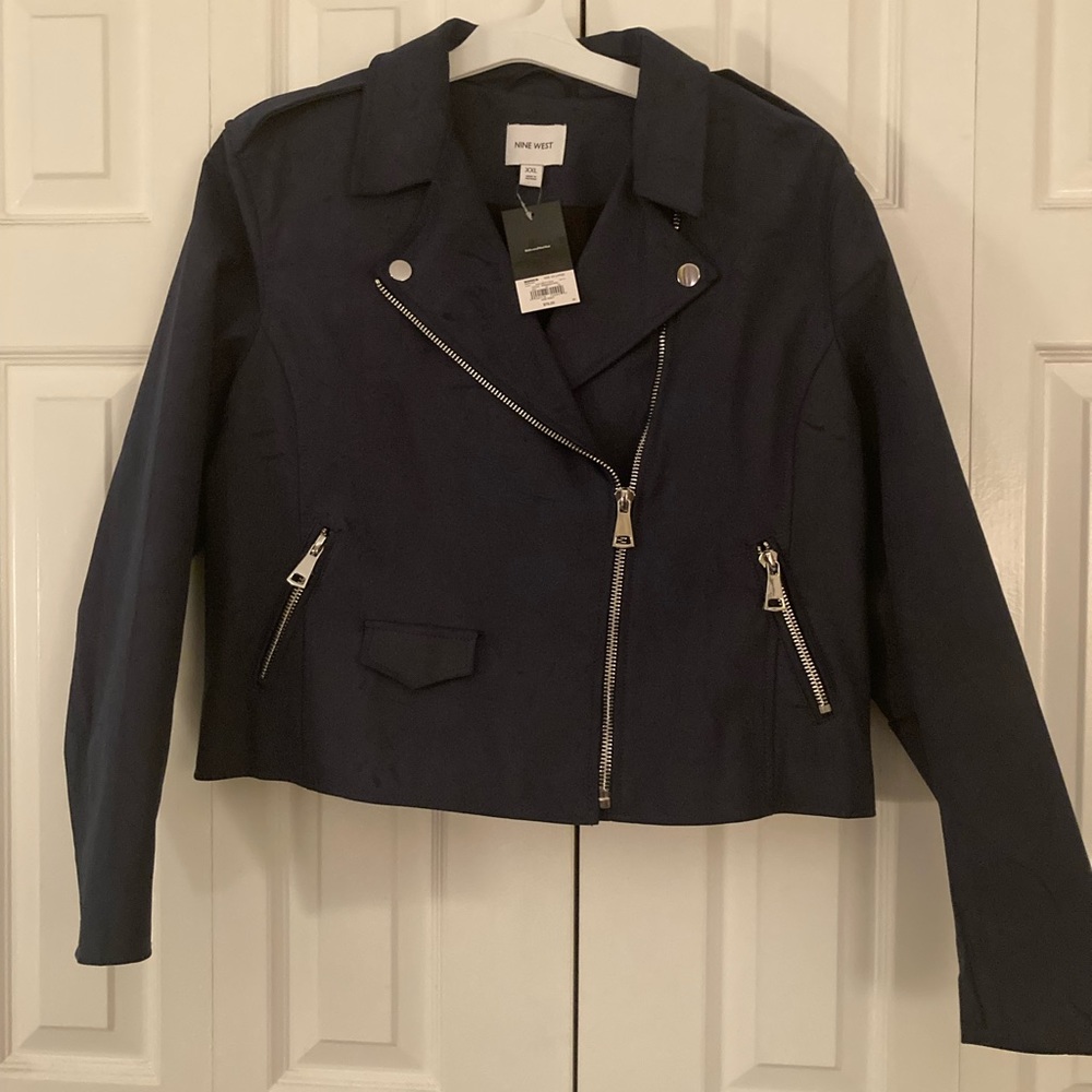 Women's Nine West Faux-Leather Biker Moto Jacket (NWT)